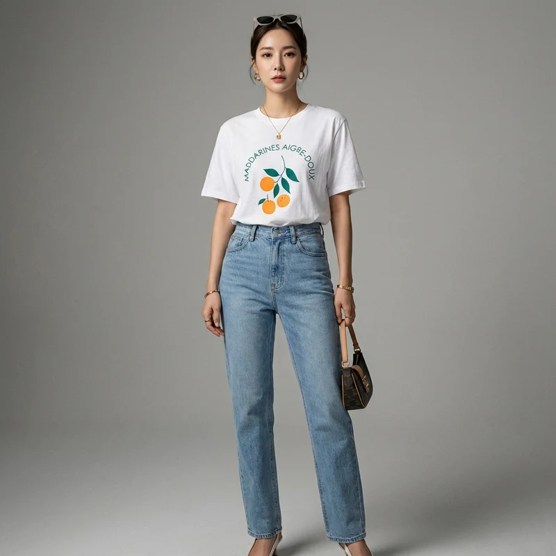 T-shirt Lettre Oversize Vintage