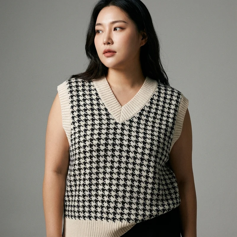 Gilet Pull Plaid Oversize