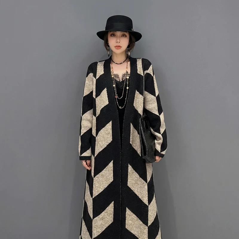 Cardigan Rayé Tricoté Oversize