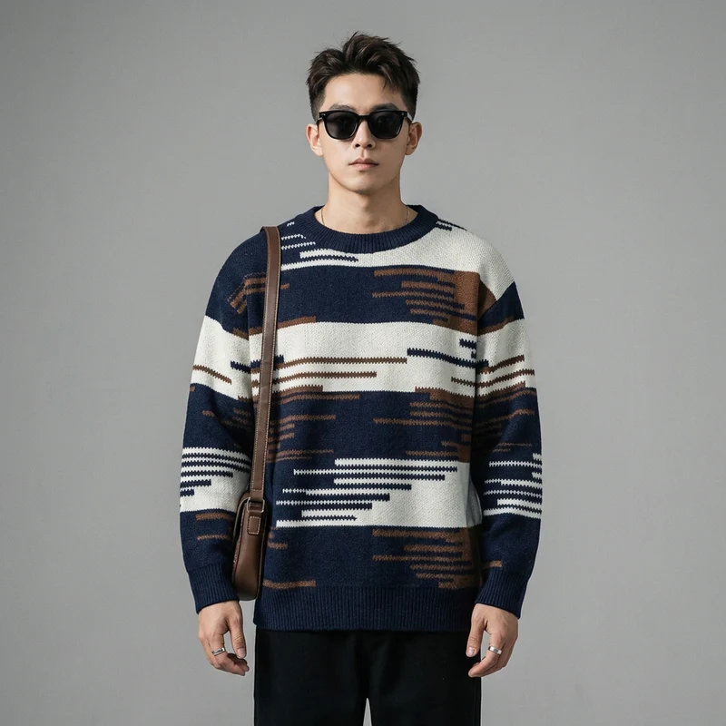 Pull Jacquard Col Rond Loose