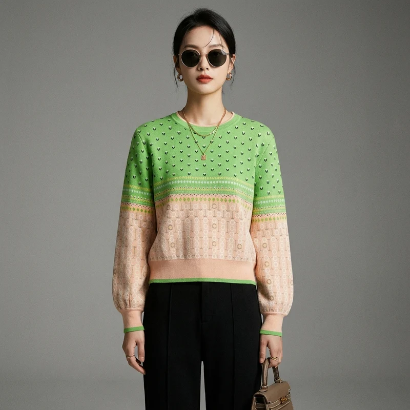 Pull Court Tricot Jacquard