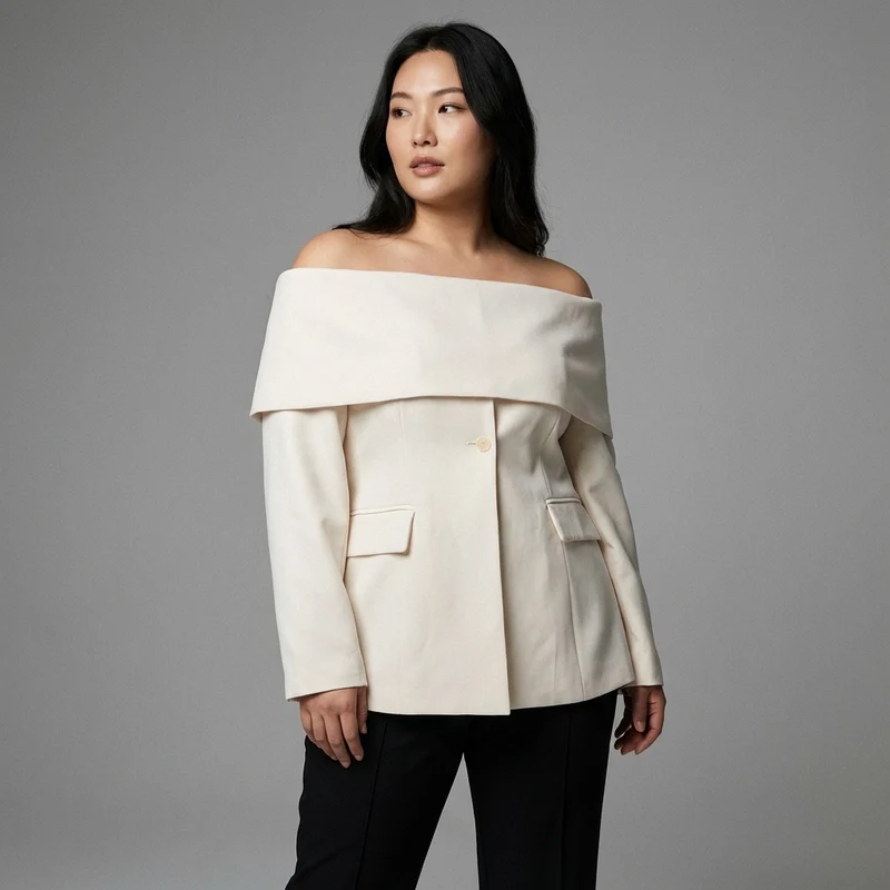 Blazer Épaule Dénudée Élégant