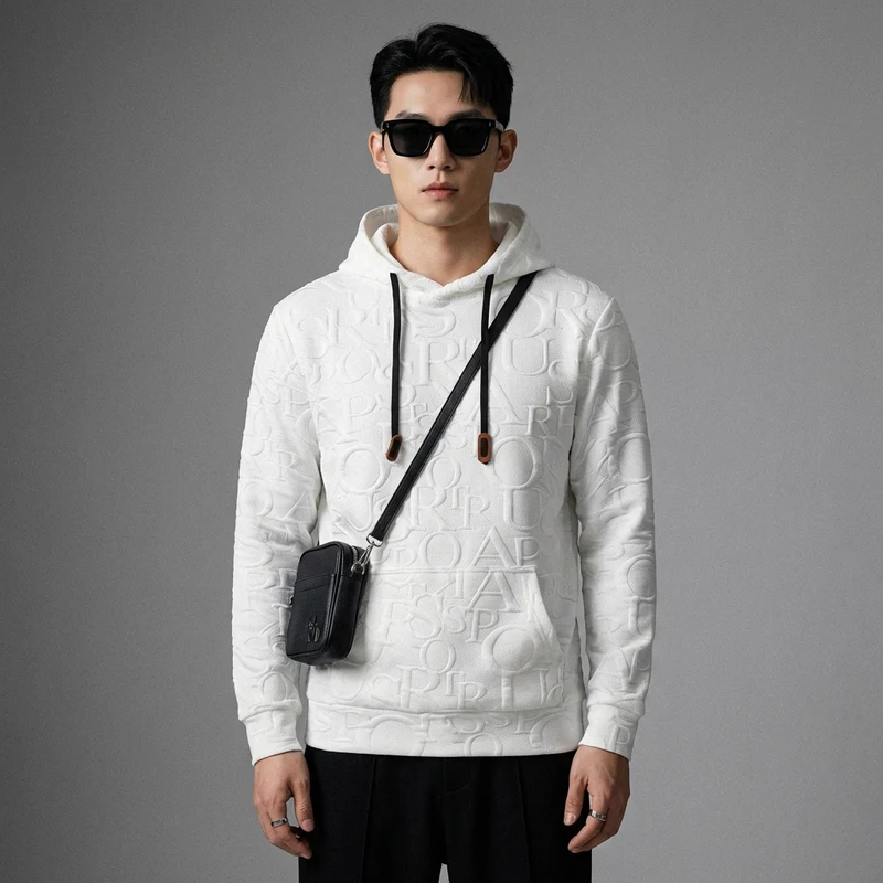 Sweat à Capuche Carreaux Jacquard