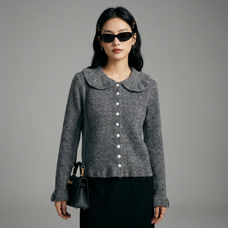 Cardigan Tricoté Col Claudine