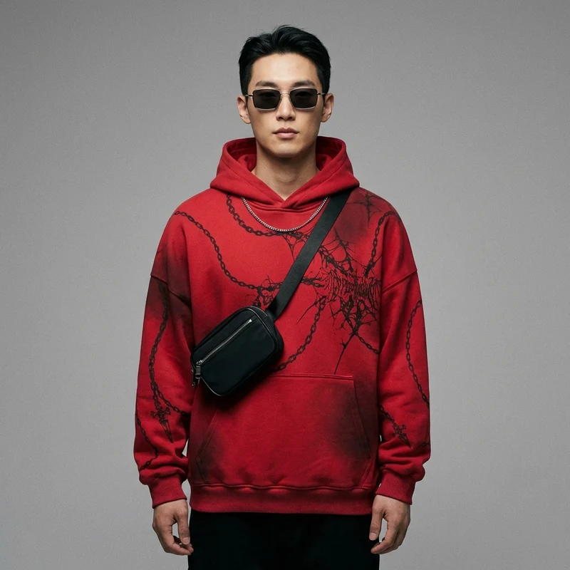 Sweat à Capuche Streetwear Distressed