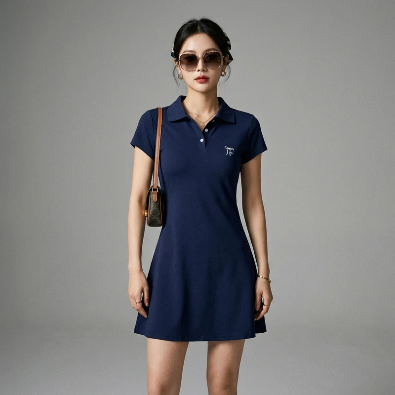 Robe Polo Brodé Manches Courtes