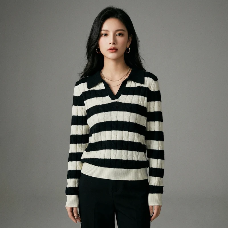 Pull Polo Rayé Vintage