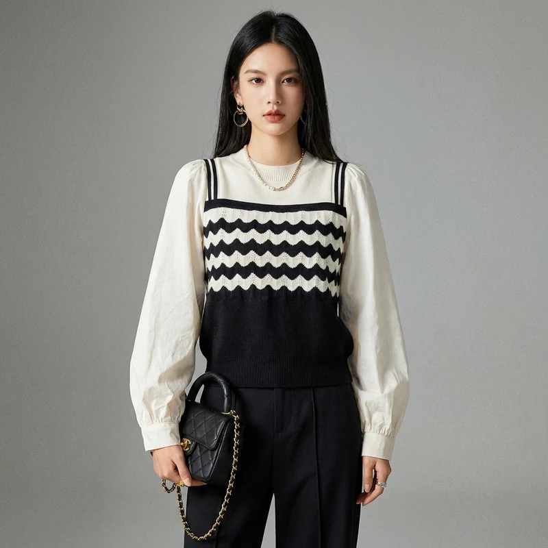 Pull Tricot Rayé Élégant