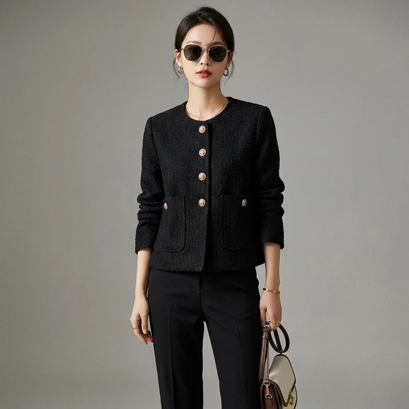Veste Courte Boutons Dorés