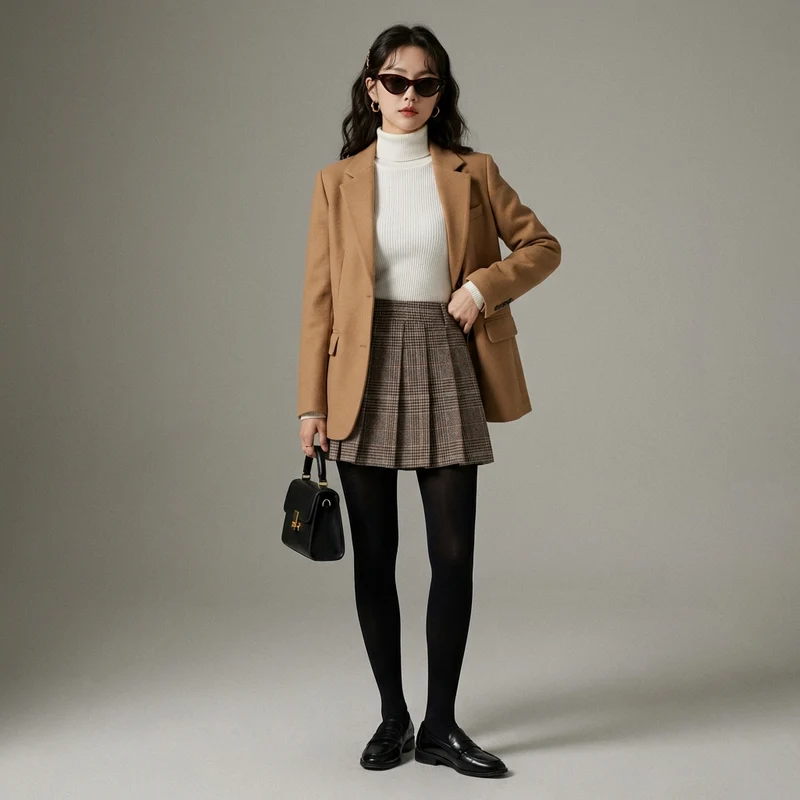 Jupe Plissée Carreau Vintage