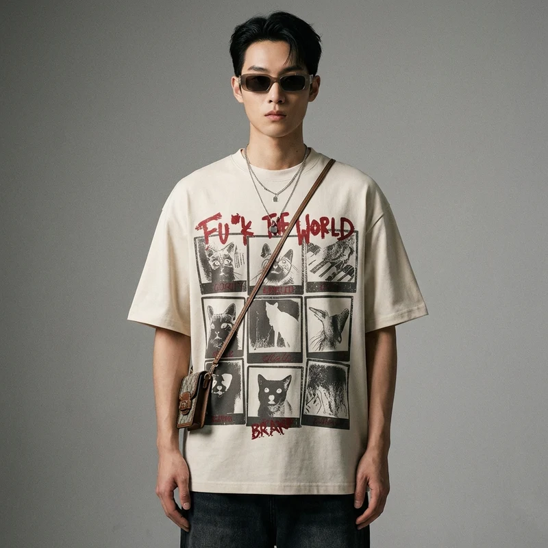 T-Shirt Chat Imprimé Oversize