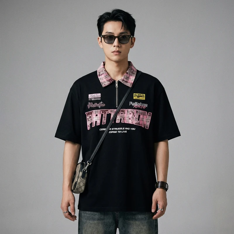T-Shirt Col Zippé Streetwear