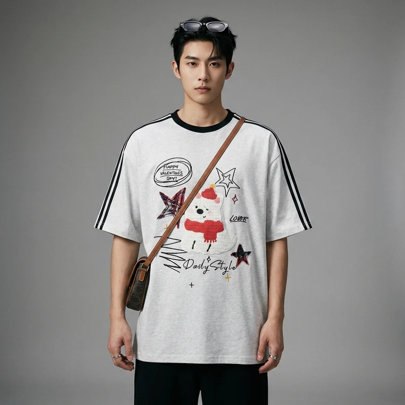 T-shirt Oversize Brodé Chien Rétro