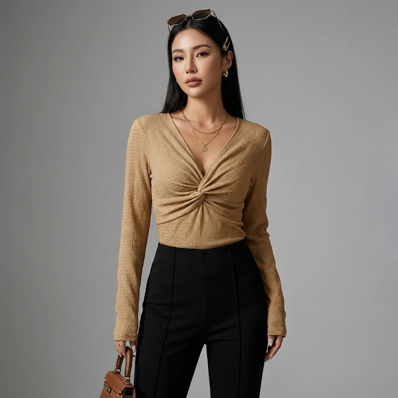 Blouse Col V Torsadé