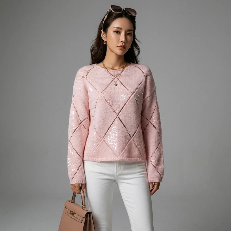 Pull Tricot Pailleté Loose