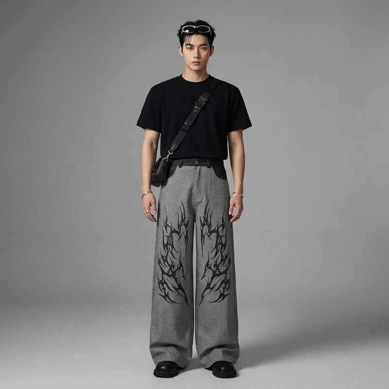Pantalon Cargo Denim Imprimé