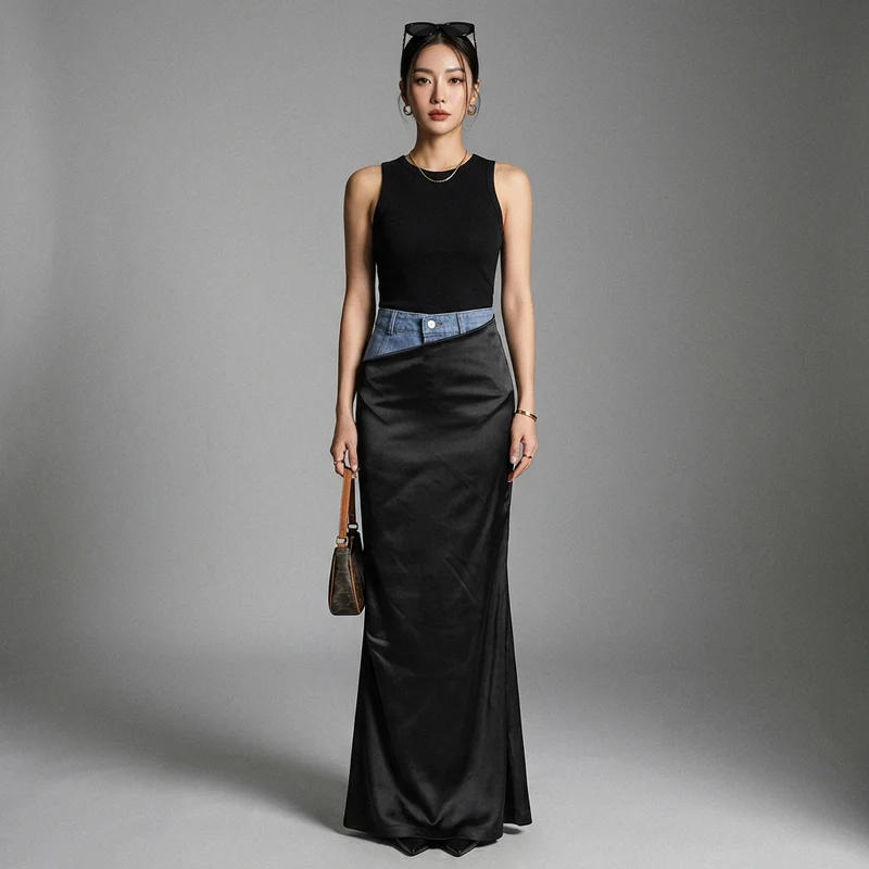 Jupe Longue Asymétrique Noir