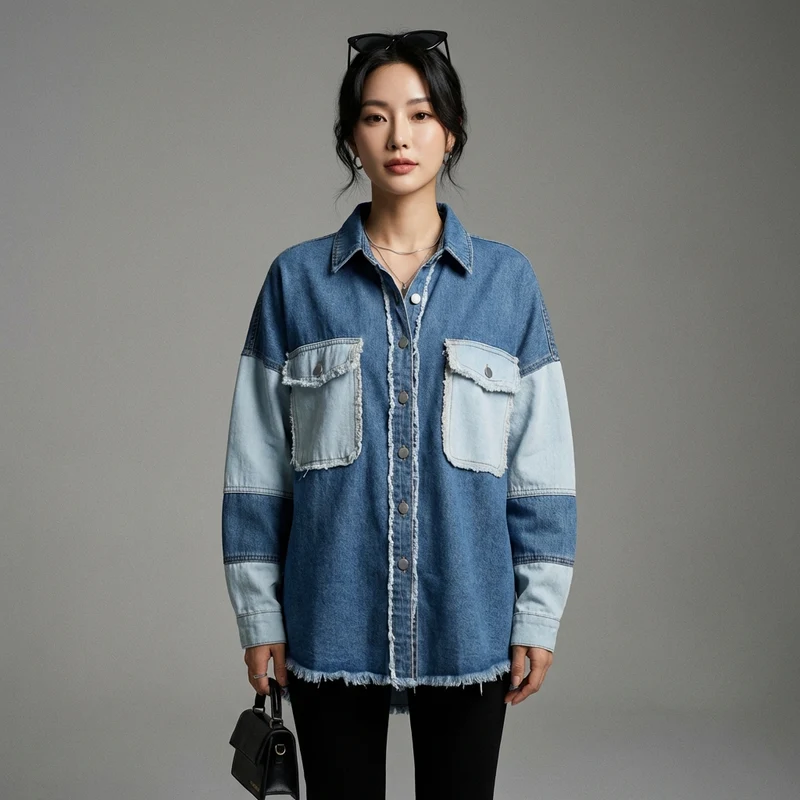 Veste Denim Color Block
