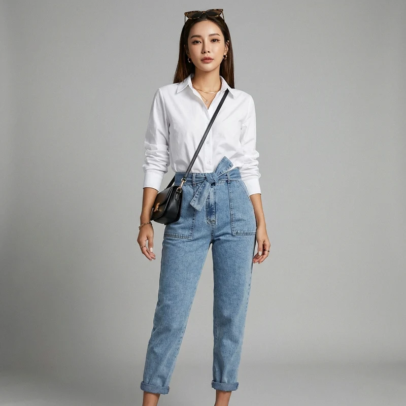 Jean Droit Taille Haute