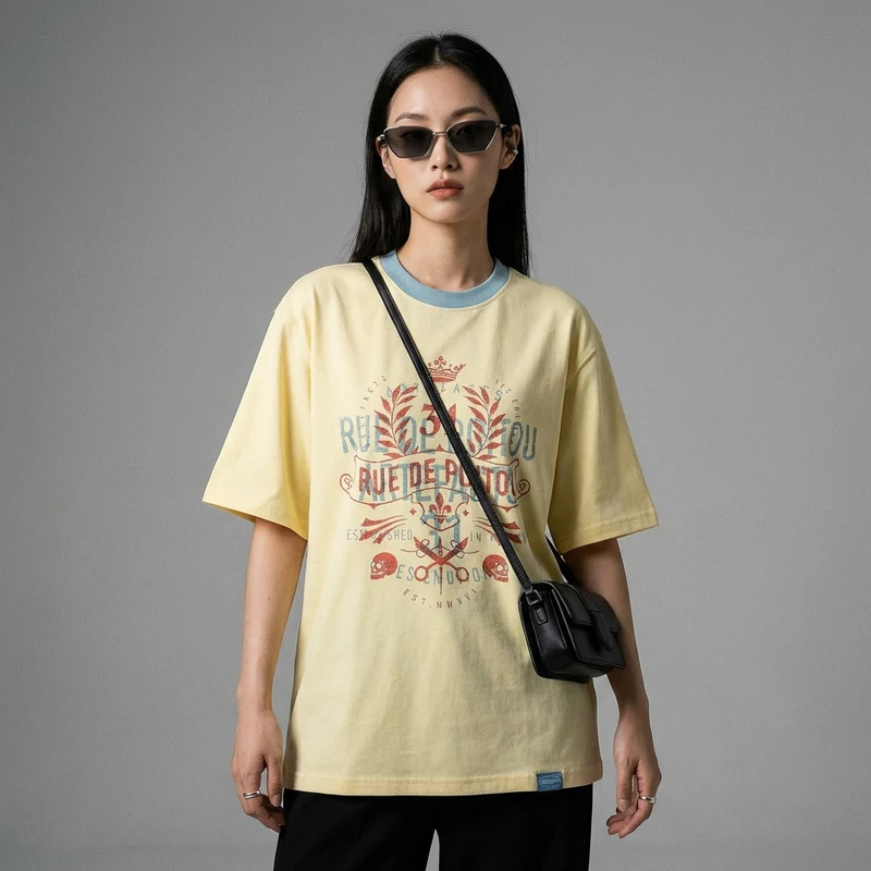 T-shirt Col Rond Imprimé Décontracté
