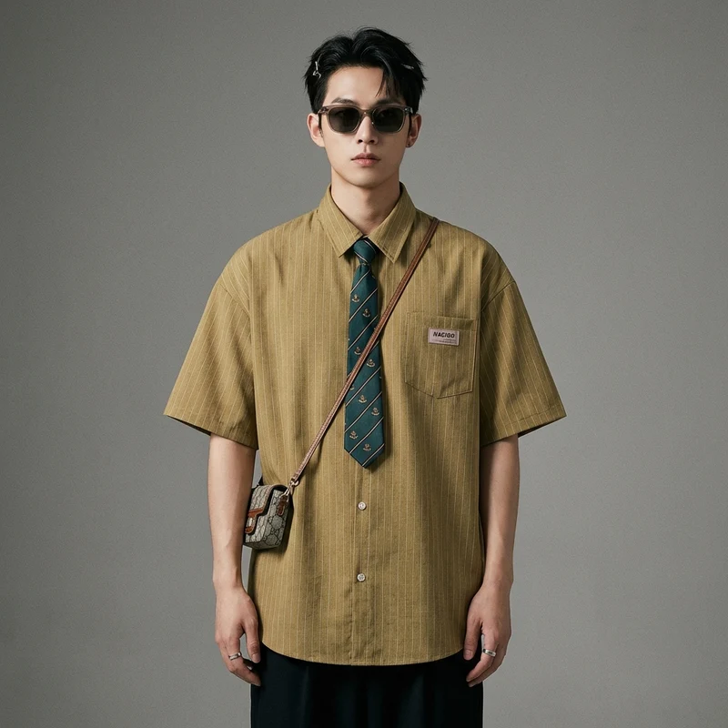 Chemise Rayée Col Cravate