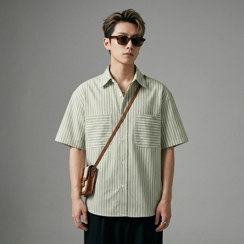 Chemise Rayée Manches Courtes
