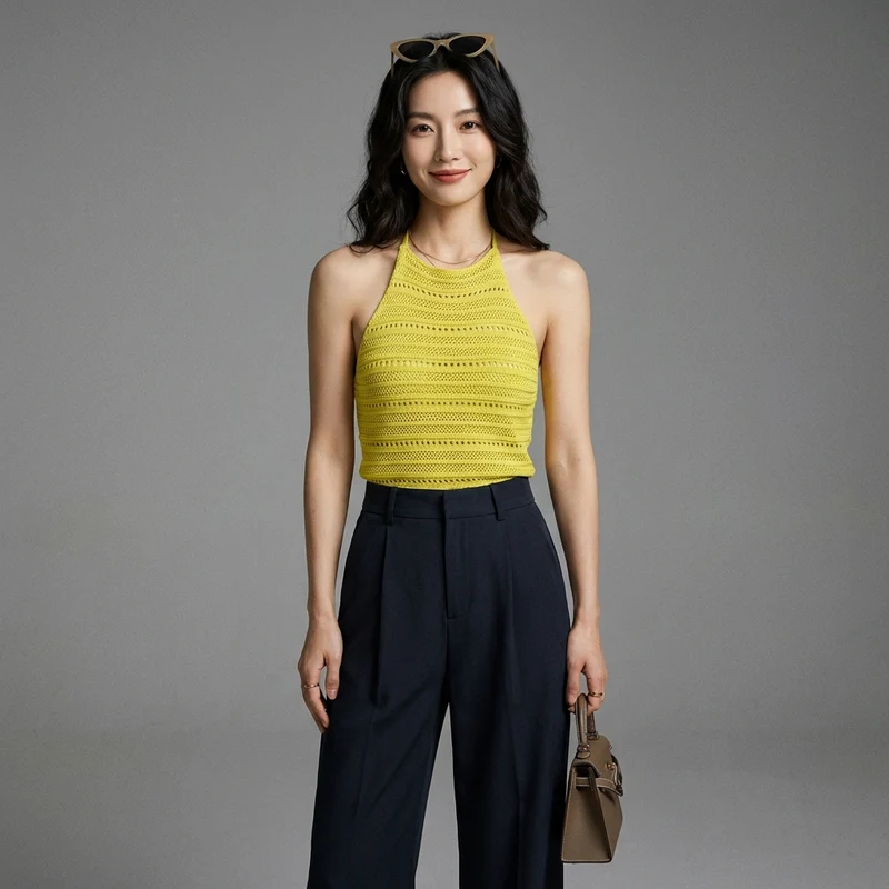 Top Tricoté Ajoué Tendance