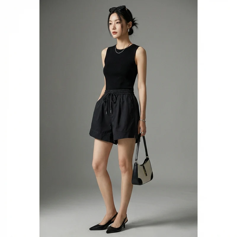 Short en Coton Taille Élastique