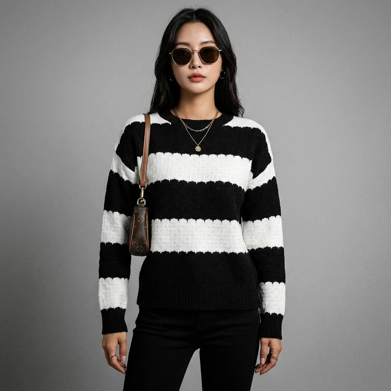 Pull Rayé Col Rond