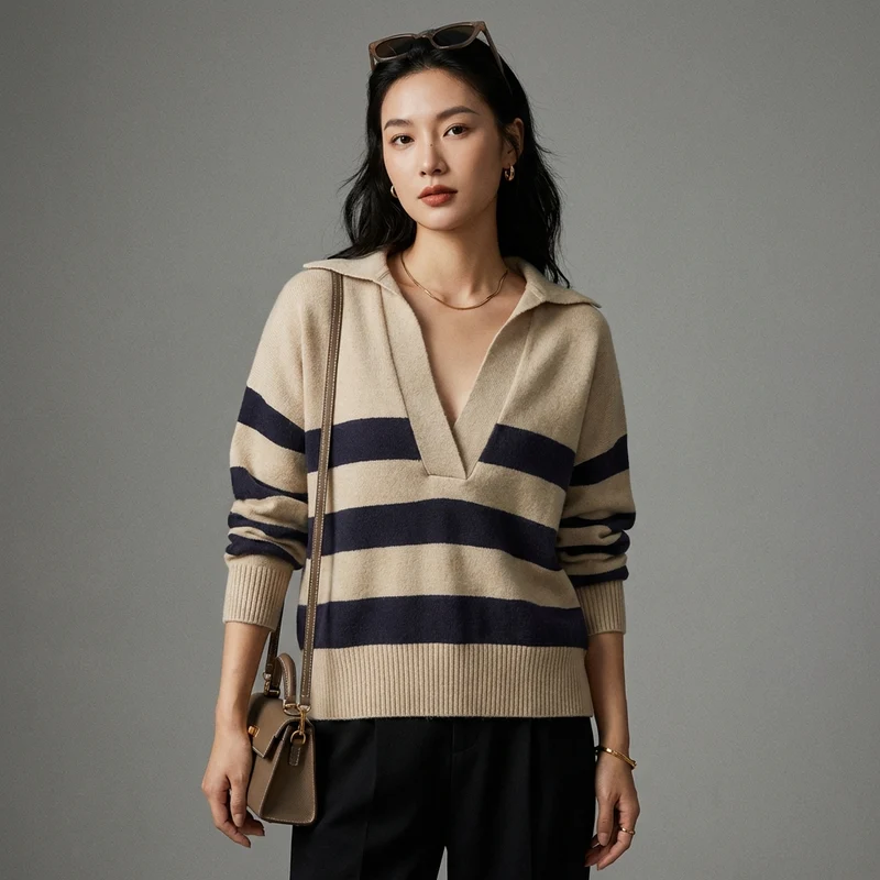 Pull Polo Rayé Oversize