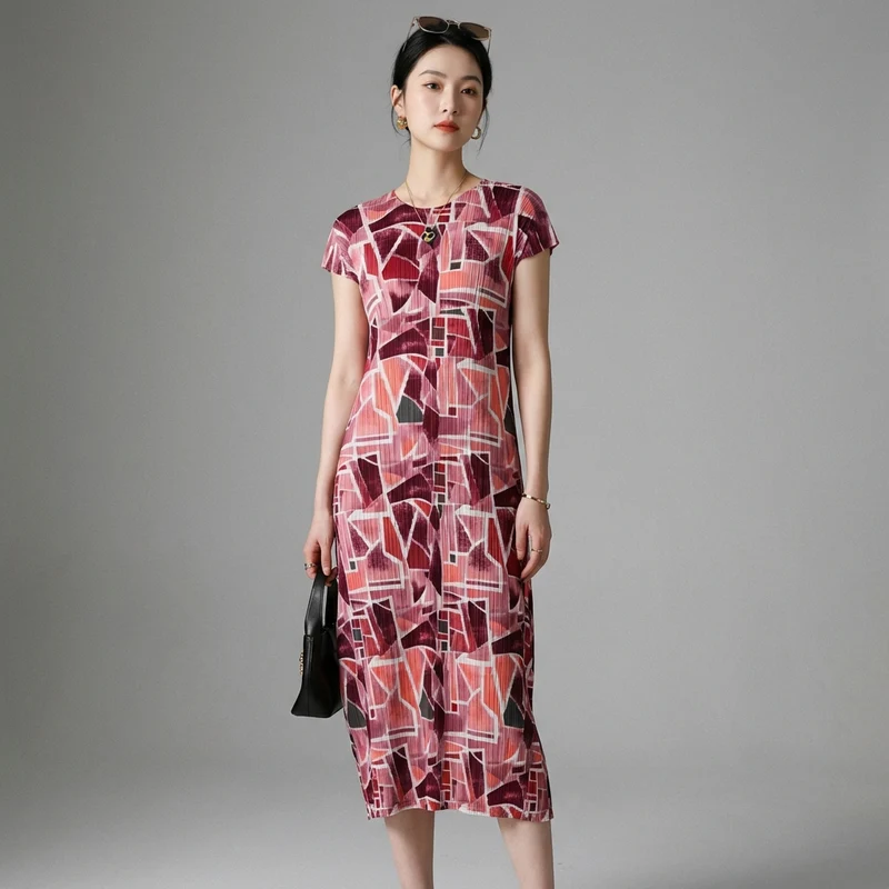 Robe Plissée Imprimée Élégante