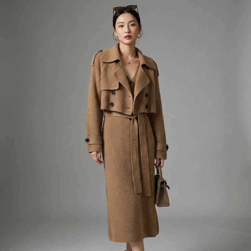 Ensemble Maille Cardigan & Robe Longue