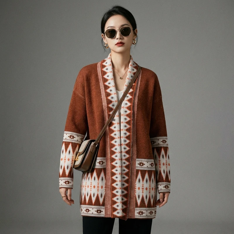 Cardigan Long Tricoté Ample