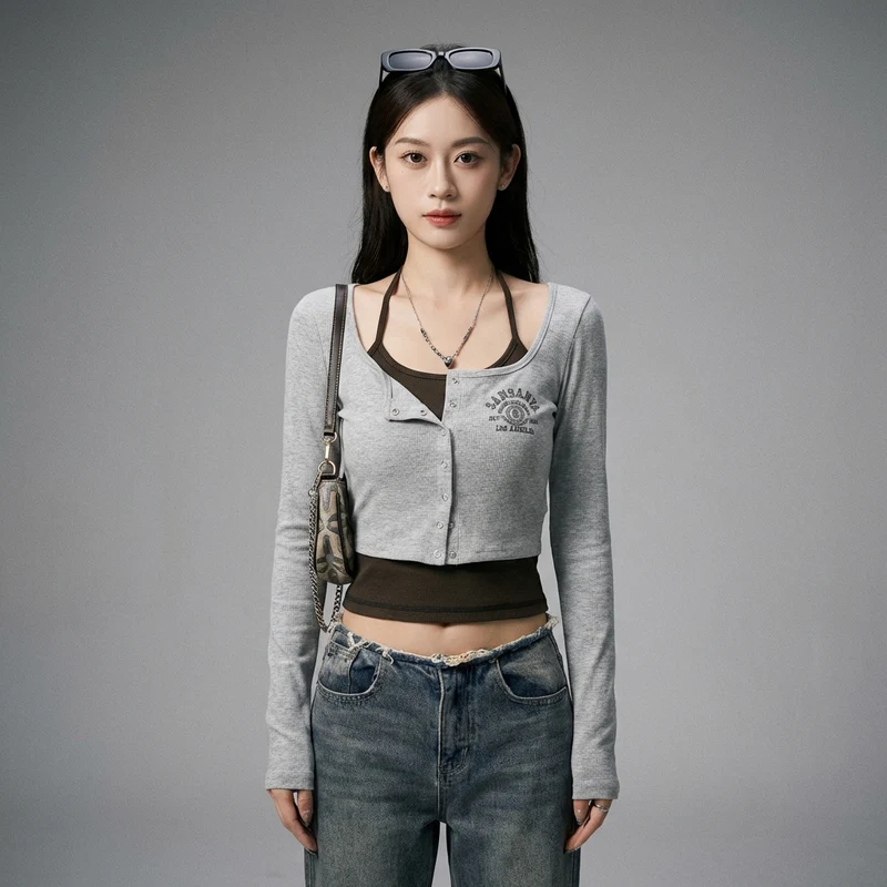 Crop Top Manches Longues Slim