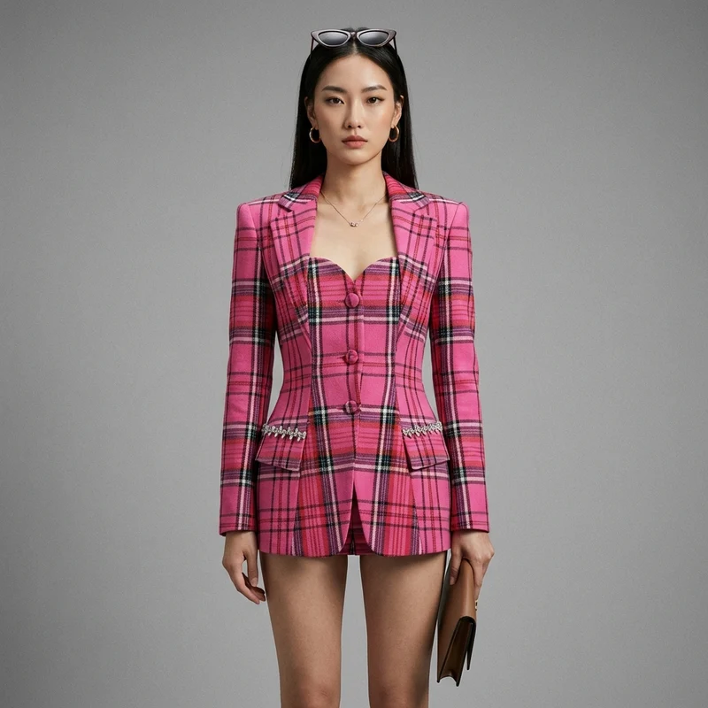 Blazer Carré Croisé Tendance