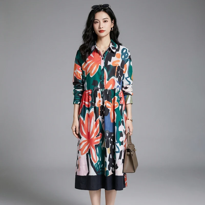 Robe Longue Imprimée Décontractée