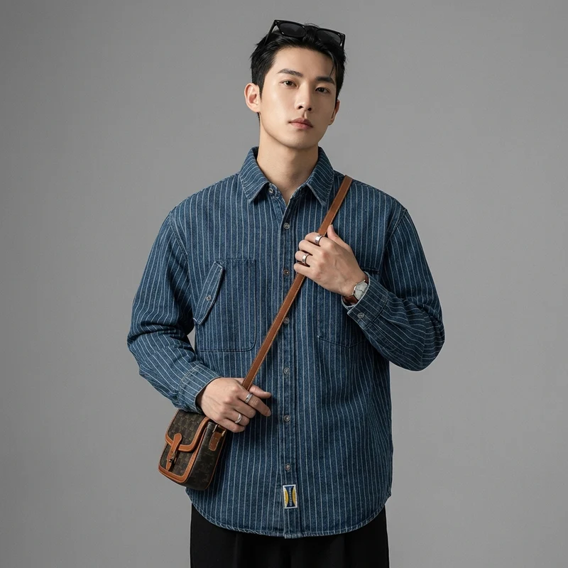 Chemise Denim Rayée Loose