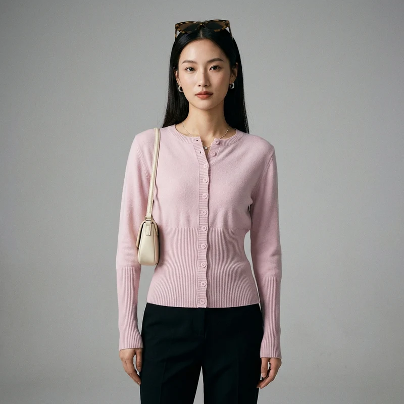 Pull Tricoté Ajusté Rose