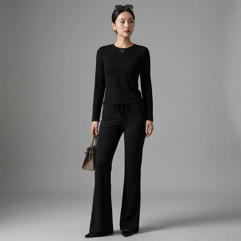 Pantalon Large Fluide Noir