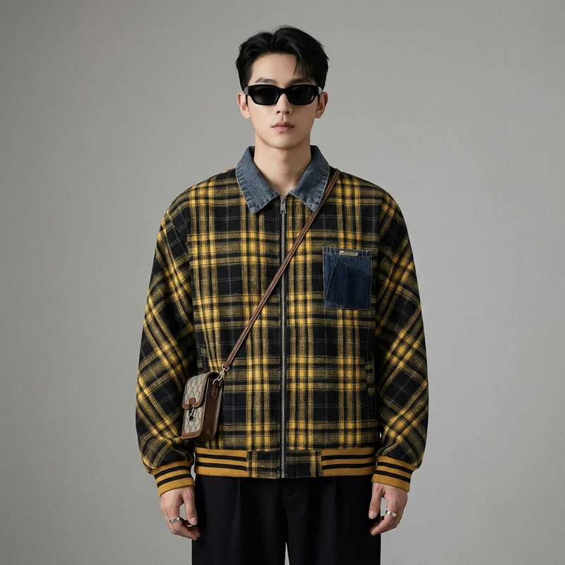 Veste Chemise Carreaux Color Block