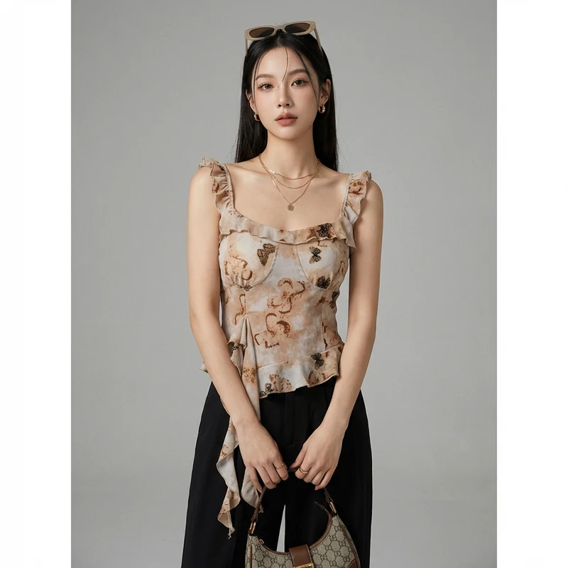 Top Camisole Volants Irréguliers