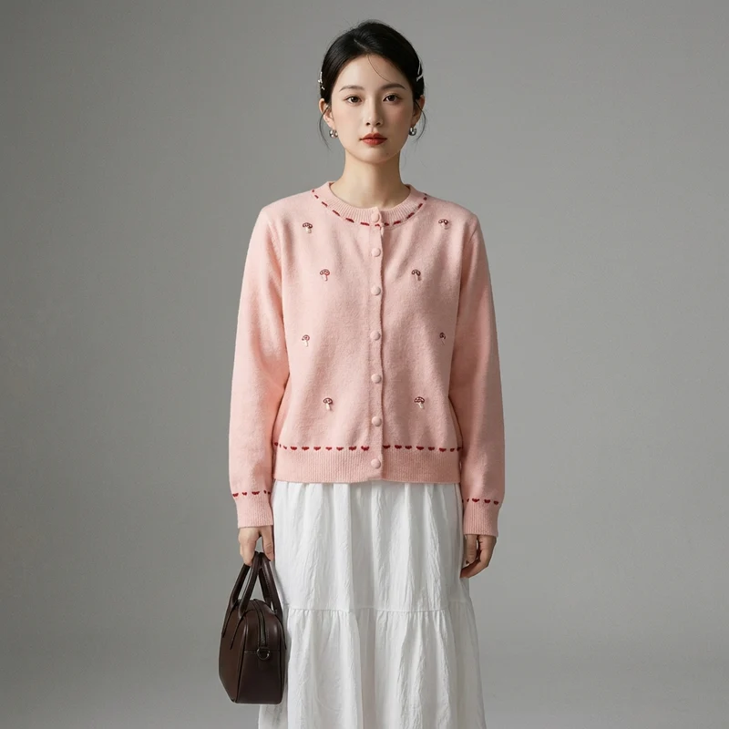 Cardigan Tricot Champignon
