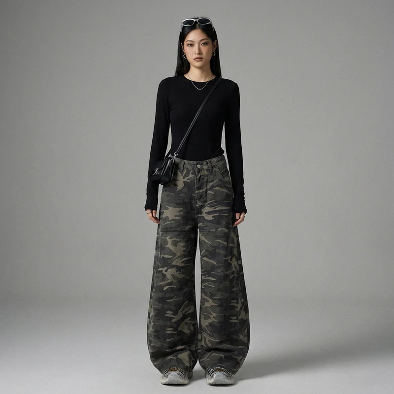 Pantalon Cargo Denim Camouflage