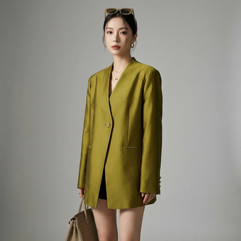 Blazer Décontracté Col V