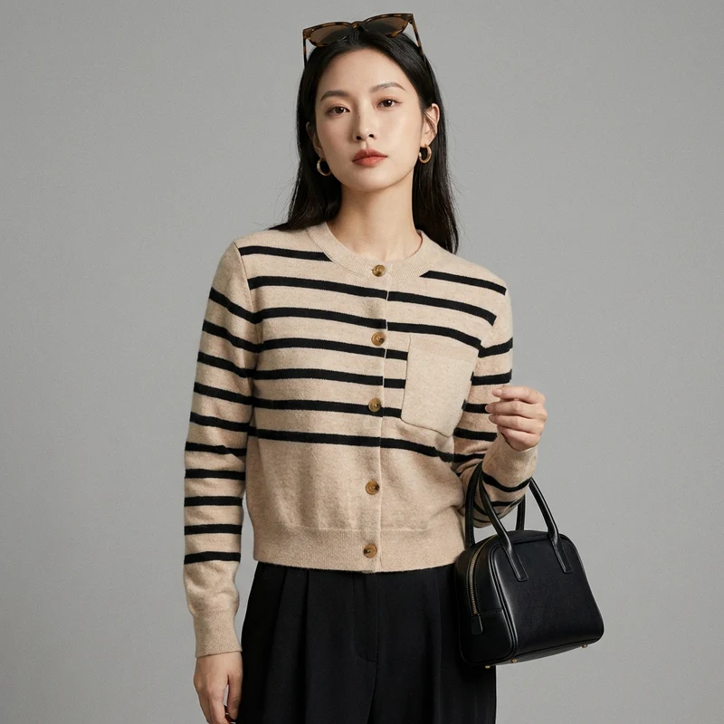 Cardigan Rayé Court