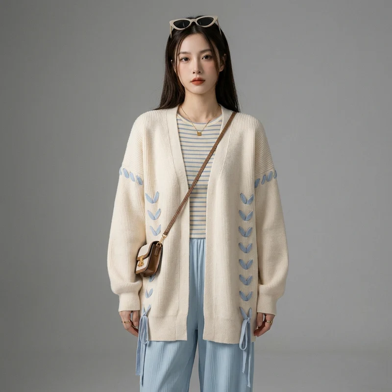 Cardigan Tricoté Bicolore