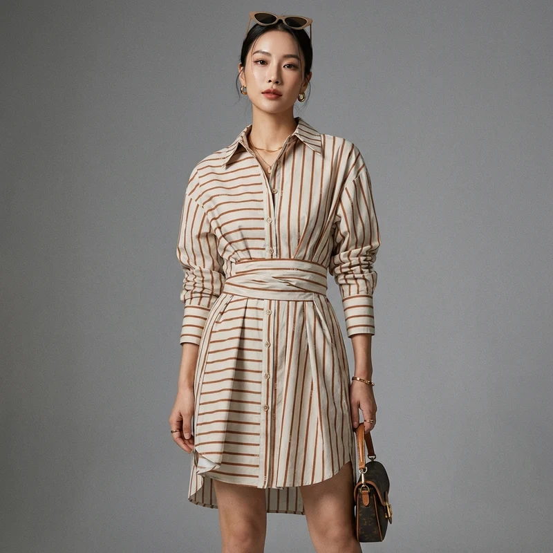 Robe Chemise Longue Rayée