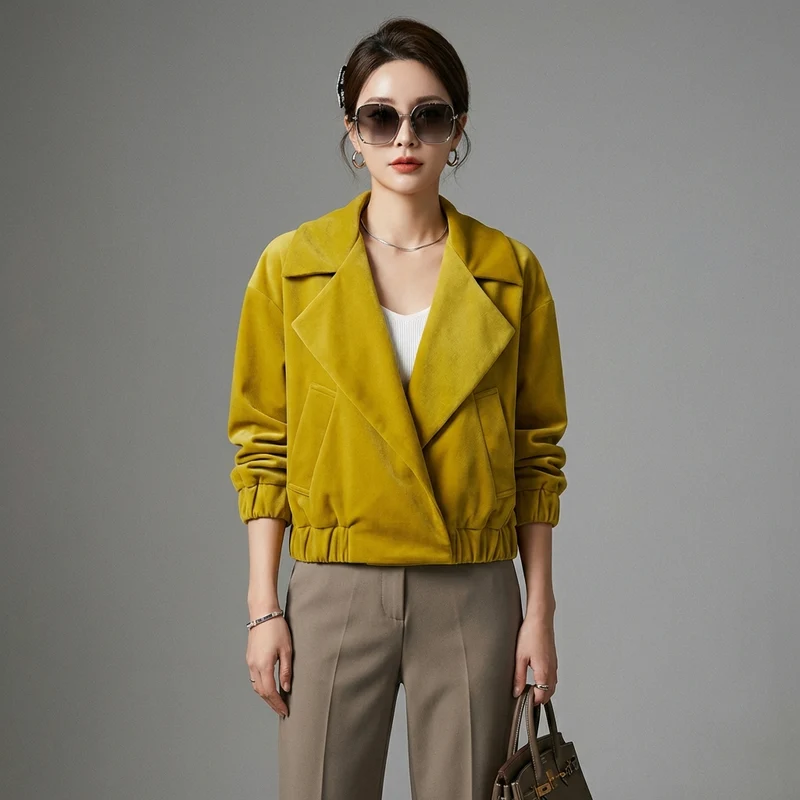 Veste Courte Plissée Élégante
