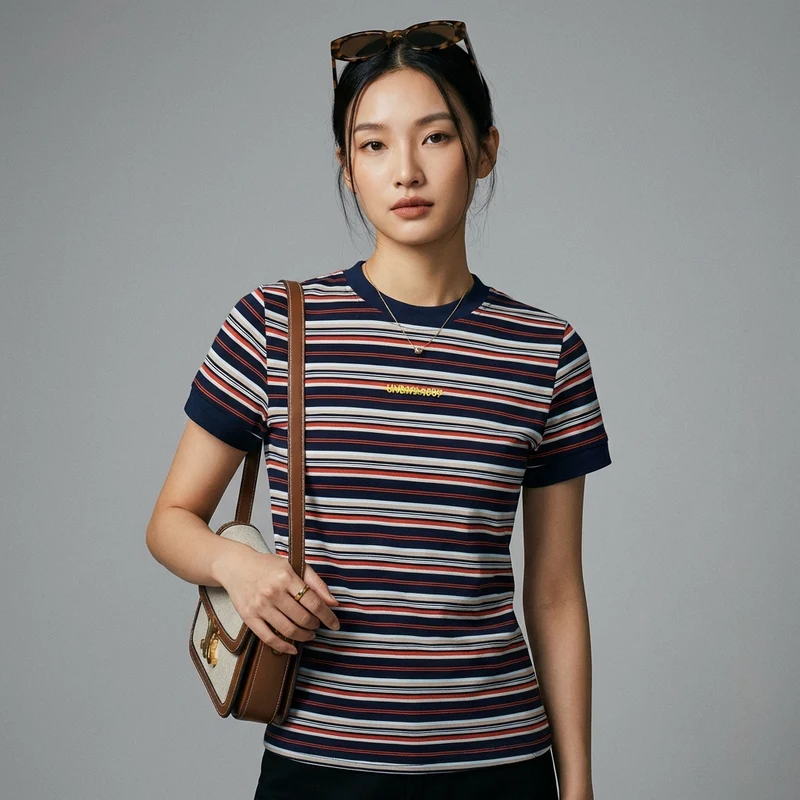 T-Shirt Brodé Rayé