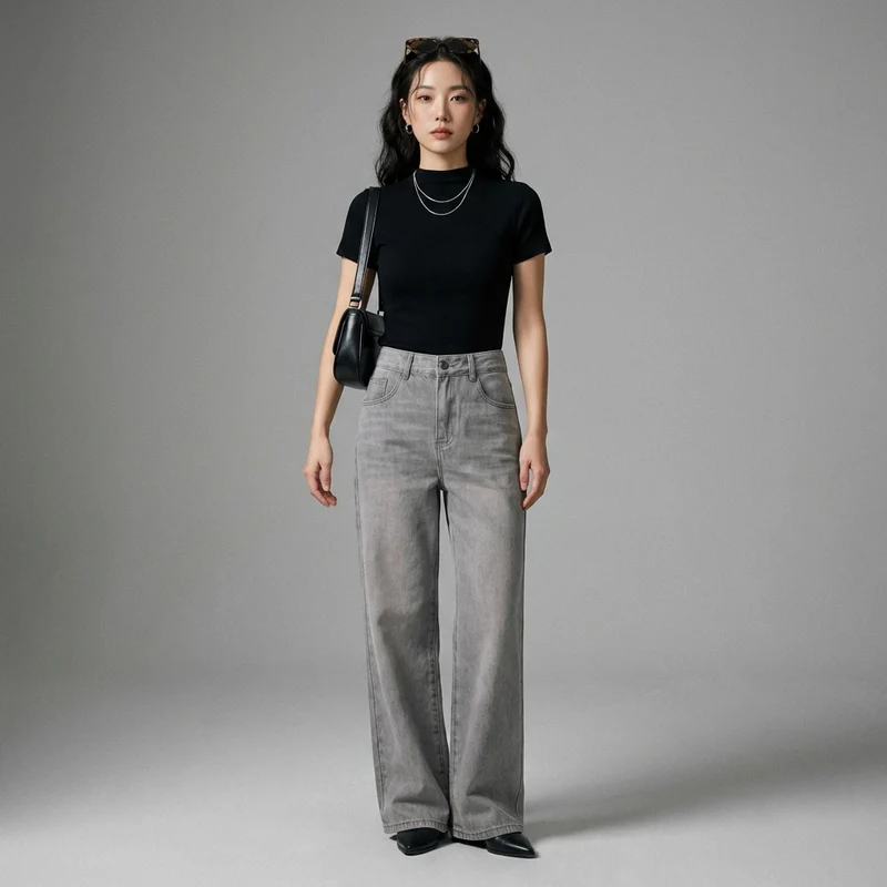 Pantalon Jean Flare Gris